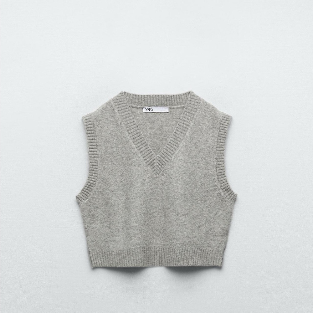 Zara Grey Crop Sweater Vest